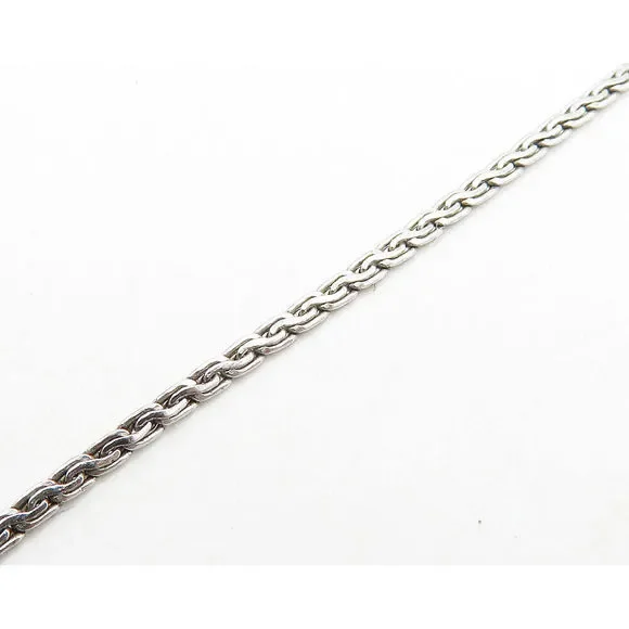 925 Silver & 14K GOLD Vintage Genuine Diamonds 2 Tone Chain Necklace NE3281